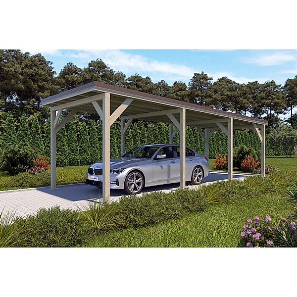 Holzbrüder Carport Ralf 26m² Natur-Dunkelbraun günstig online kaufen