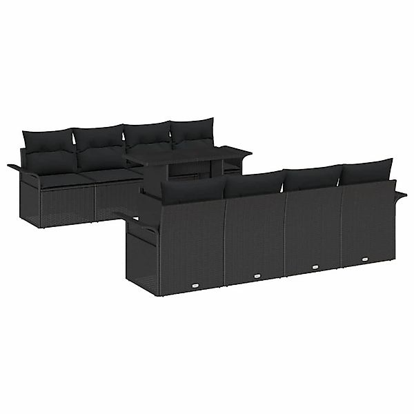 vidaXL Garten-Sofa-Set mit Kissen 9-Tlg Schwarz Poly Rattan 3356986 günstig online kaufen