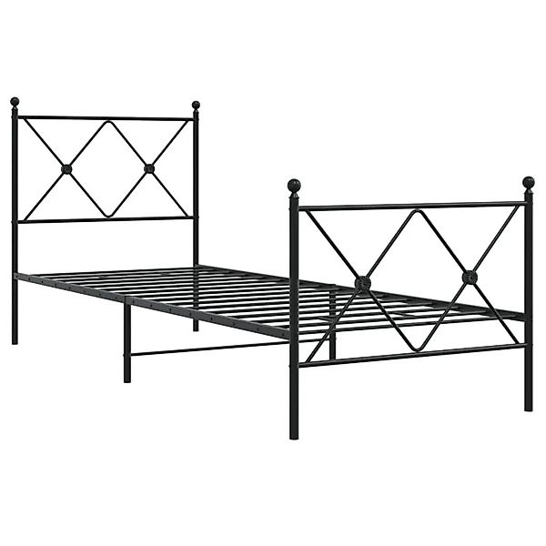 vidaXL Bettgestell mit Kopfteil und Fußteil Metall Schwarz 80x200 cm 376511 günstig online kaufen