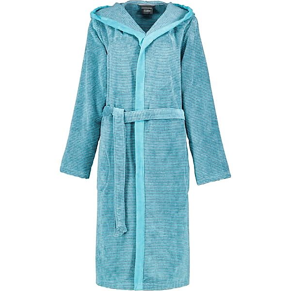 Cawö - Damen Bademantel Two-Tone Kapuze 6425 - Farbe: türkis - 47 - S günstig online kaufen