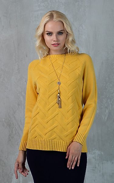 Passioni Strickpullover gelber Pullover mit diagonal günstig online kaufen