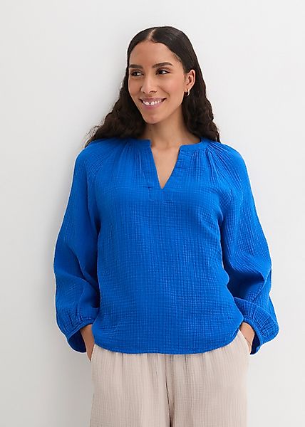 bonprix Shirtbluse "Oversize-Bluse aus Musselin" Oversize-Passform, mit V-A günstig online kaufen