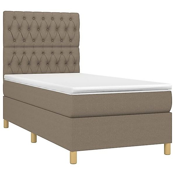 vidaXL Bett Boxspringbett mit Matratze & LED Taupe 100x200 cm Stoff günstig online kaufen