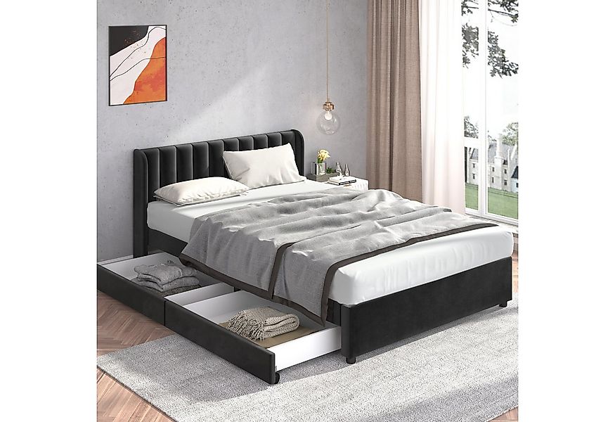 STILVORA Polsterbett 140x200 Doppelbett Bettgestell mit Stauraum,Lattenrost günstig online kaufen