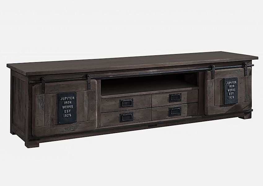 Massivmoebel24 TV-Board (Massivholz), Mango 200x55x55 grau günstig online kaufen