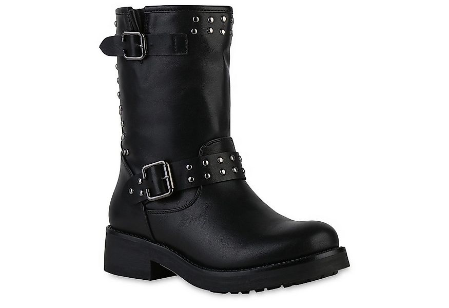 VAN HILL 841447 Stiefel Damen Leicht Gefüttert Bikerstiefel Stiefel Nieten günstig online kaufen