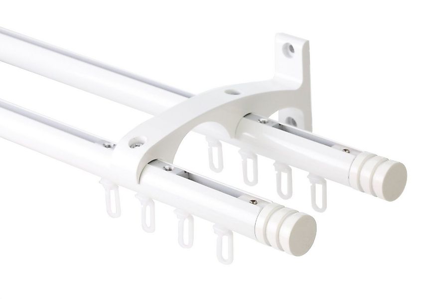 DécoProfi Innenlaufschiene Gardinenstangen Set 2-läufig, Endkappe mit Rille günstig online kaufen