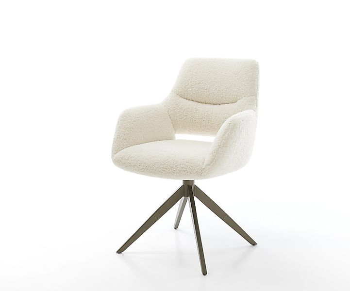 Drehstuhl Yago-Flex mit Armlehnen Teddystoff Beige Kreuzgestell breit Effek günstig online kaufen