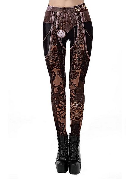 Metamorph Kostüm Steampunk Print Leggings - für Karneval Fasching, Elastisc günstig online kaufen