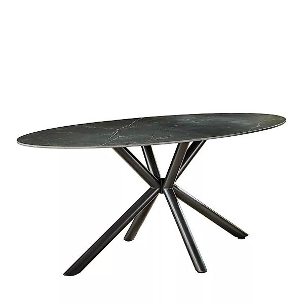 Tisch Esszimmer schwarz aus Keramik und Metall Spider Gestell günstig online kaufen