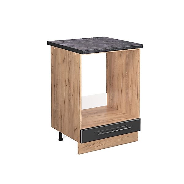 Vicco Herdumbauschrank Fame-Line Anthrazit Hochglanz/Goldkraft Eiche 60 cm günstig online kaufen