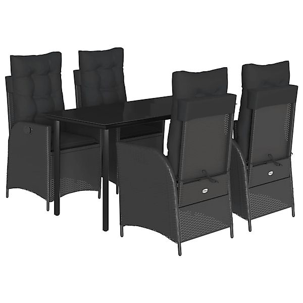 vidaXL 5-Tlg Garten-Essgruppe mit Kissen Schwarz Poly Rattan 3213187 günstig online kaufen