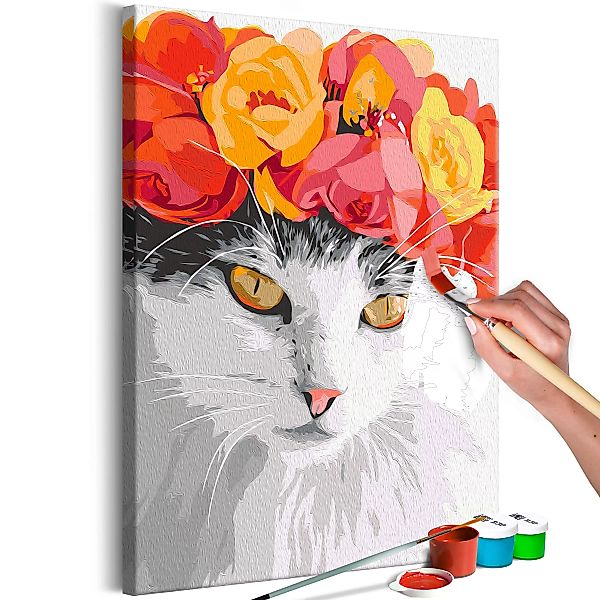 Malen nach Zahlen - Flowery Cat günstig online kaufen
