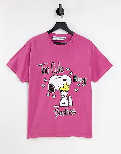 Vintage Supply x Peanuts – Oversize-T-Shirt in Rosa mit „Too Cute“-Print günstig online kaufen