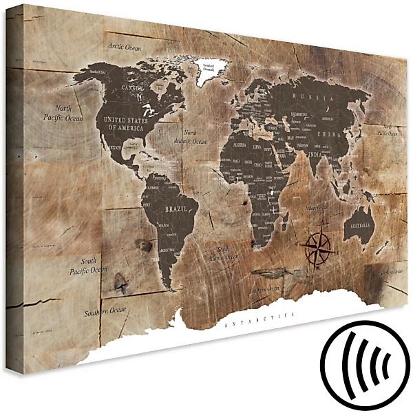 Leinwandbild World Map: Wooden Mosaic XXL günstig online kaufen