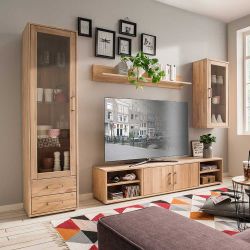 Wohnkombination aus Eiche Massivholz hell geölt und gewachst (vierteilig) günstig online kaufen