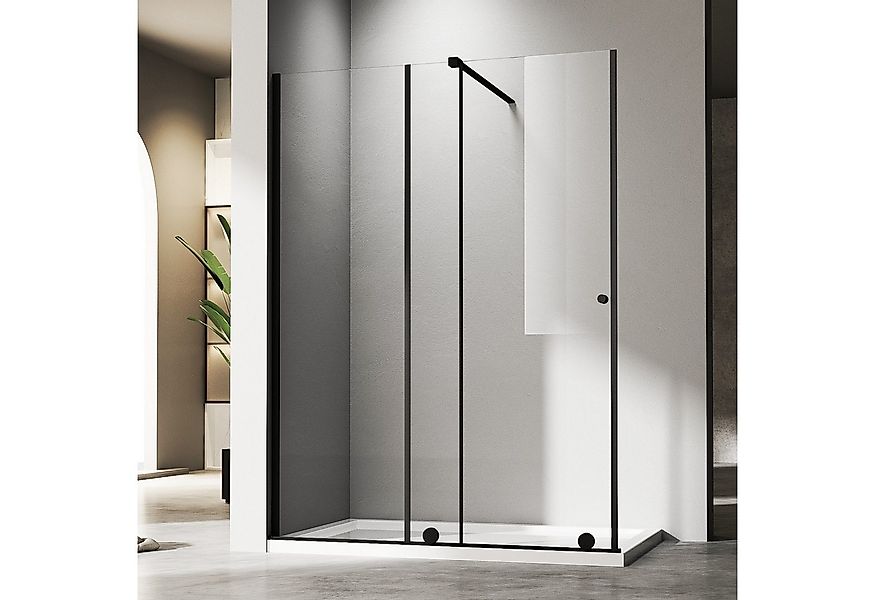 Hopibath Dusch-Schiebetür Schwarz Walk In Duschwand Walk In Dusche 2 Wände günstig online kaufen
