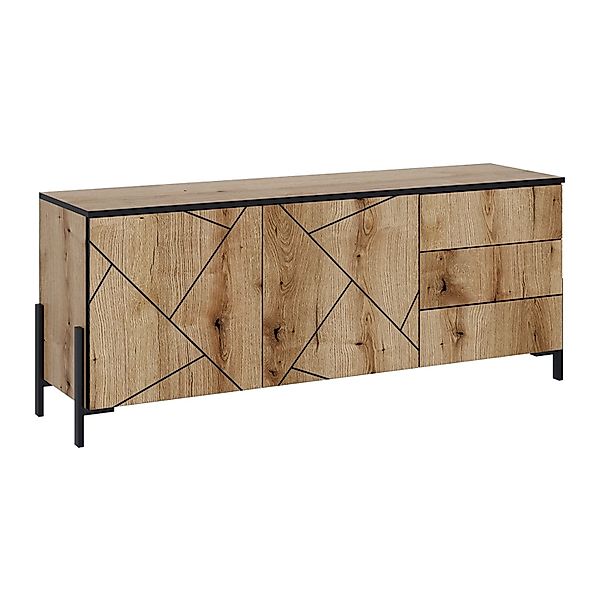 Vicco Lowboard Hatto Eiche 150 x 60 mit Türen und Schubladen günstig online kaufen