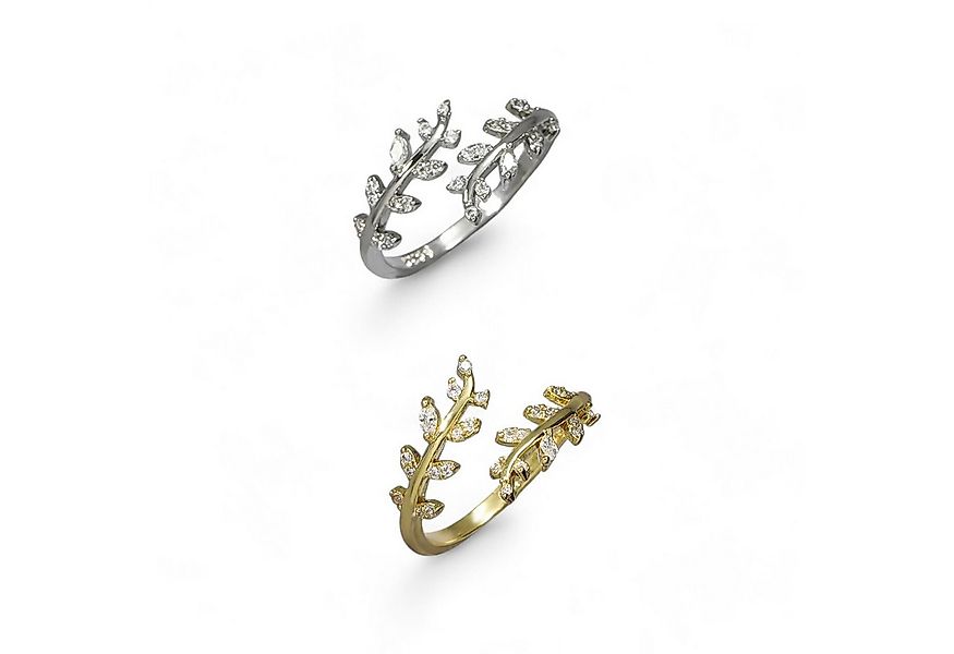 Eyecatcher Silberring 925 Sterling Silber Blätter Ring mit Zirkonia, Größen günstig online kaufen