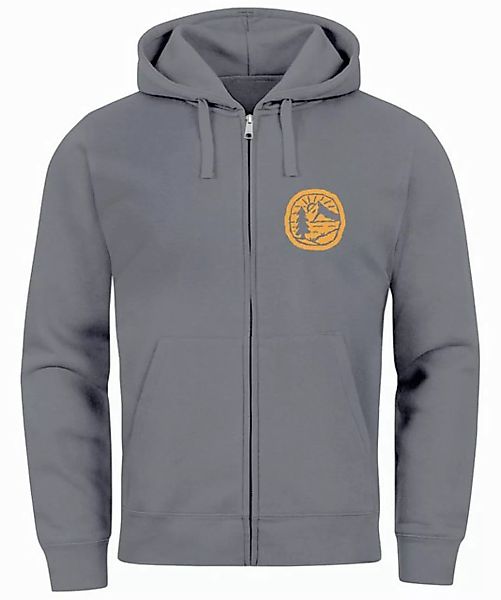 Neverless Sweatjacke Zip Hoodie Herren Print Outdoor Logo Bäume Wald Sweatj günstig online kaufen