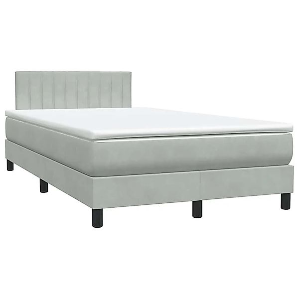 vidaXL Boxspringbett mit Matratze Hellgrau 120x220 cm Samt 3316443 günstig online kaufen