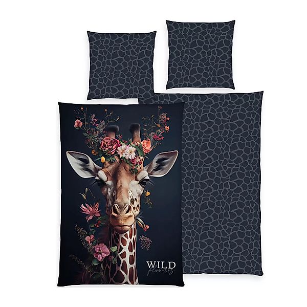 Bettwäsche Wild Flowers Giraffe Animalprint 100% Baumwolle 135x200 günstig online kaufen
