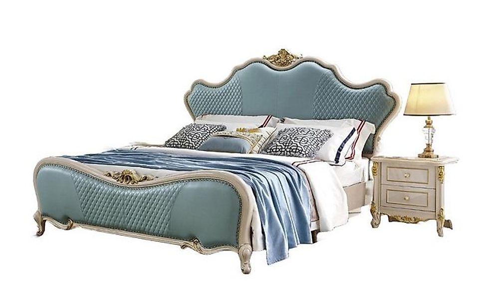 JVmoebel Bett Doppelbett Betten Leder Chesterfield Echtholz Schlafzimmer Bl günstig online kaufen