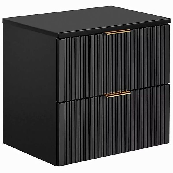 Waschtischunterschrank 60cm ADELAIDE-56-BLACK, matt schwarz mit gerillter F günstig online kaufen