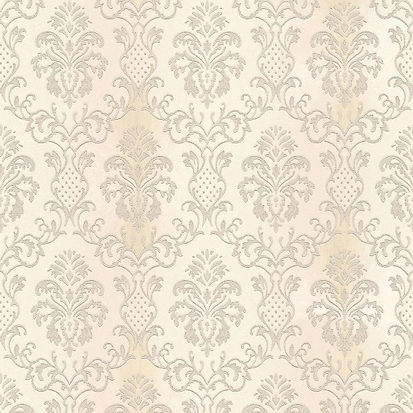 Bricoflor Ornament Tapete in Creme Silber Esszimmer und Schlafzimmer Vliest günstig online kaufen