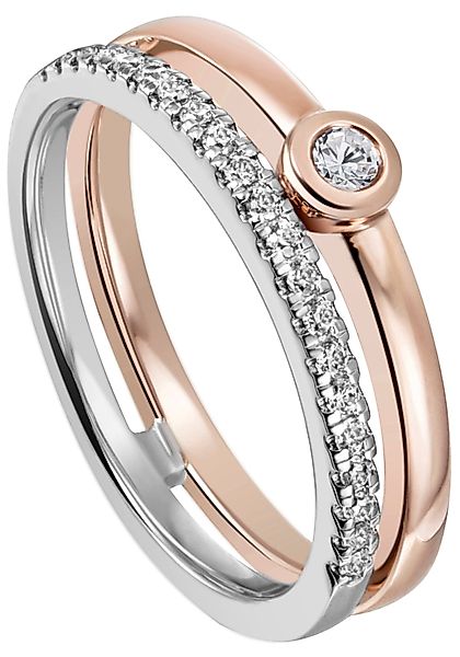 JOBO Fingerring "Ring mit 22 Diamanten", 585 Gold bicolor günstig online kaufen