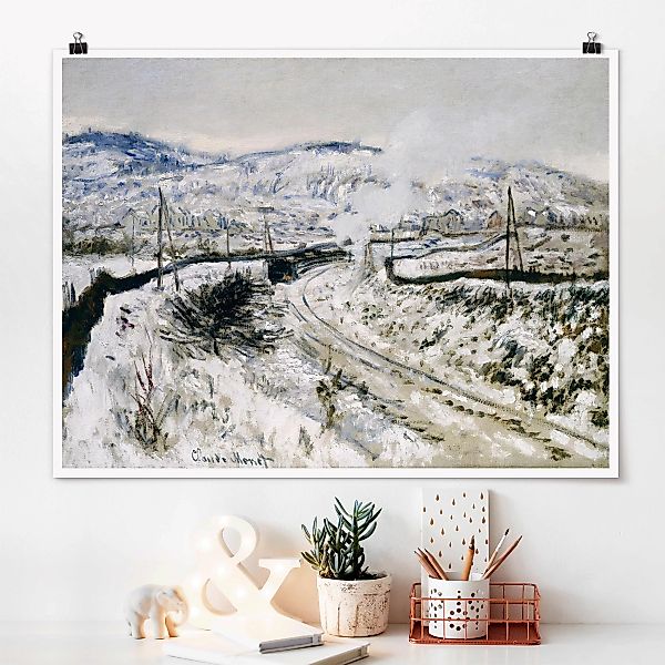 Poster Kunstdruck - Querformat Claude Monet - Zug im Schnee günstig online kaufen