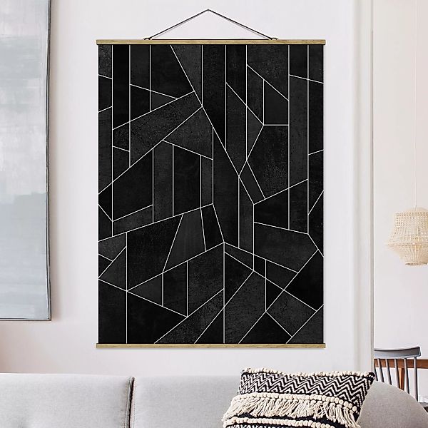Stoffbild Abstrakt mit Posterleisten - Hochformat Schwarz Weiß Geometrie Aq günstig online kaufen