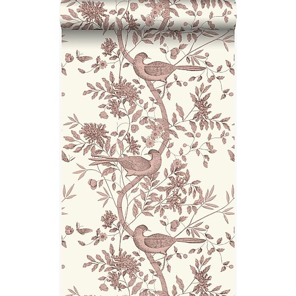 Origin Wallcoverings Tapete Vogelgravur Elfenbeinweiß und Kupferbraun 53 cm günstig online kaufen