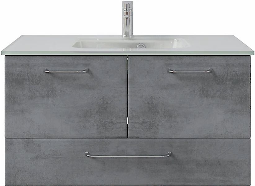 Saphir Badmöbel-Set »Quickset 945 Glas-Waschtisch mit Unterschrank, 99 cm b günstig online kaufen