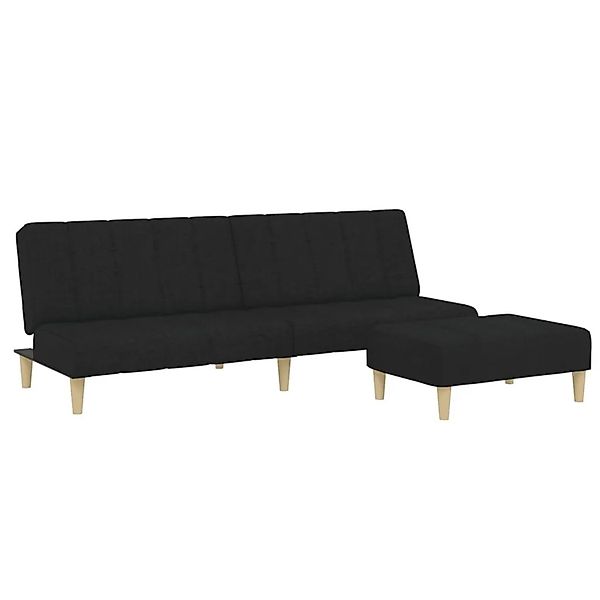 vidaXL Schlafsofa 2-Sitzer mit Fußhocker Schwarz Stoff 3258087 günstig online kaufen