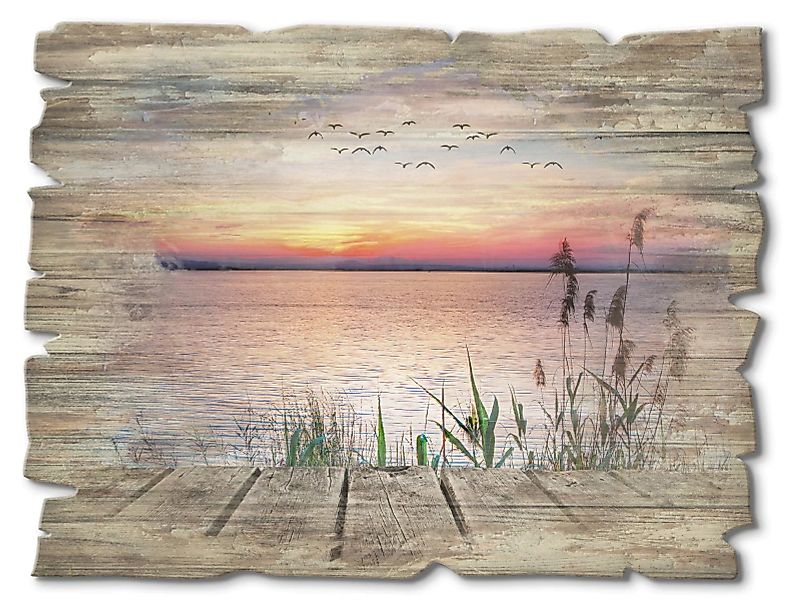 Artland Holzbild "Der See in den Farben der Wolken", Gewässer, (1 St.) günstig online kaufen