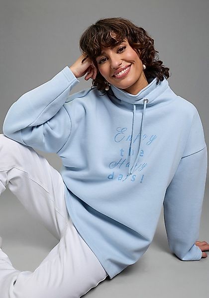 Laura Scott Longsweatshirt casual Stil, hoher Stehkragen mit Kordelzug, hüf günstig online kaufen