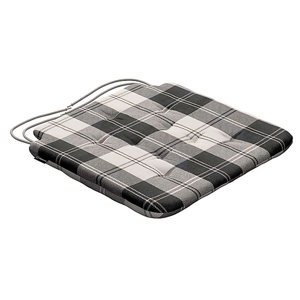 Stuhlkissen Christoph mit Bindeschnur, schwarz- weiss, 42 x 41 x 3,5 cm, Ed günstig online kaufen