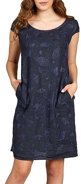 Caspar Sommerkleid SKL031 knielanges Damen Sommer Leinenkleid mit Ginko Bla günstig online kaufen