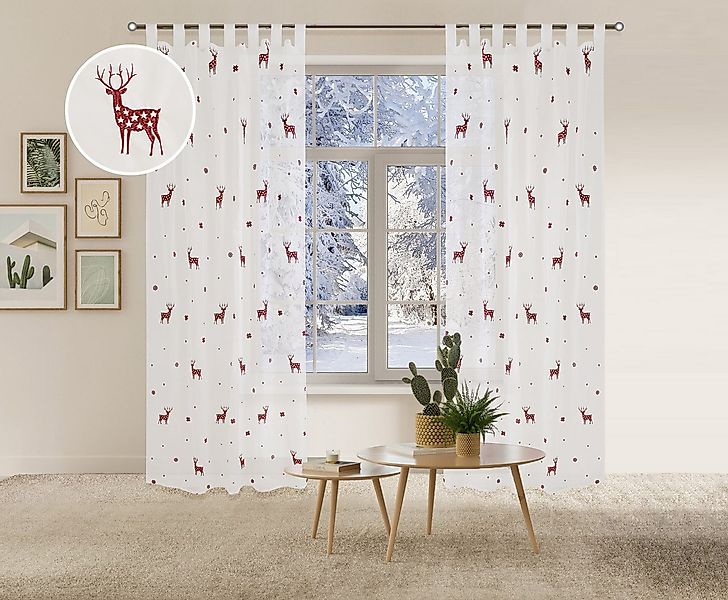 my home Gardine Elch (1 St), Schlaufen, transparent, Voile, 1 Schal, Mit Re günstig online kaufen