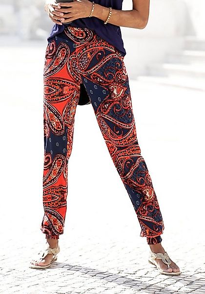 LASCANA Strandhose mit Paisleyprint und Taschen, leichte Jerseyhose, elasti günstig online kaufen