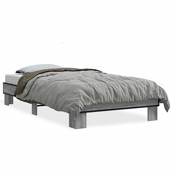 vidaXL Bettgestell Grau Sonoma 90x200 cm Holzwerkstoff und Metall 845875 günstig online kaufen