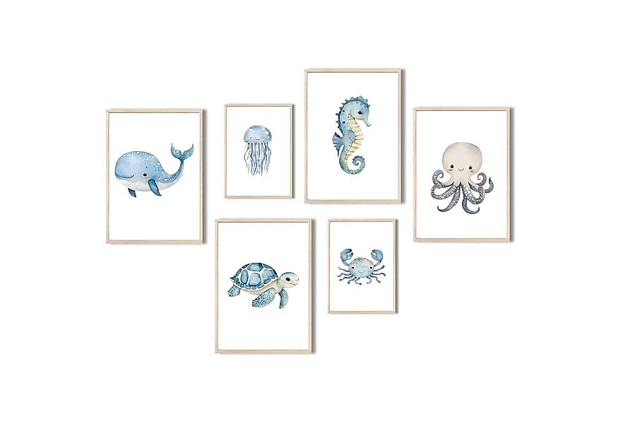 MeinBaby123® Poster Kinderzimmer Meerestiere,  Kinderzimmer Deko, Kinderzim günstig online kaufen