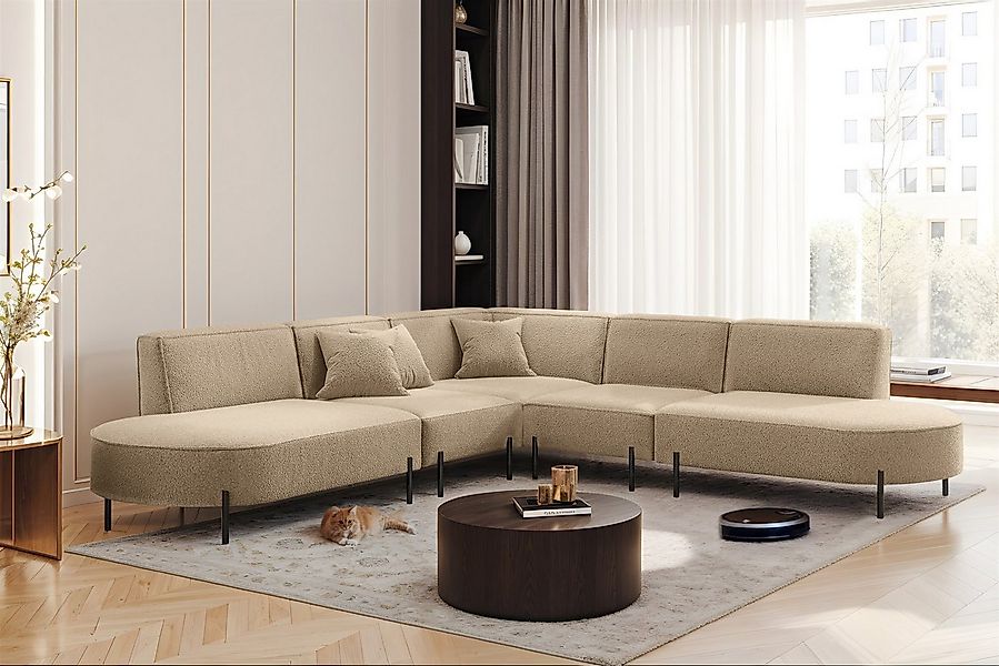 Fun Möbel Ecksofa Sofa VALENCIA Seite universal in Stoff, Rundumbezug günstig online kaufen