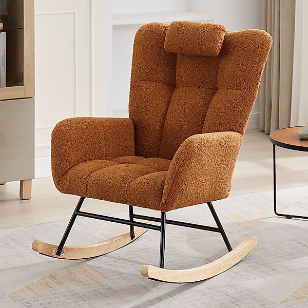 GarveeMore Schaukelstuhl mit Kissen,Teddystoff,Relaxstuhl,Stillsessel,Schau günstig online kaufen