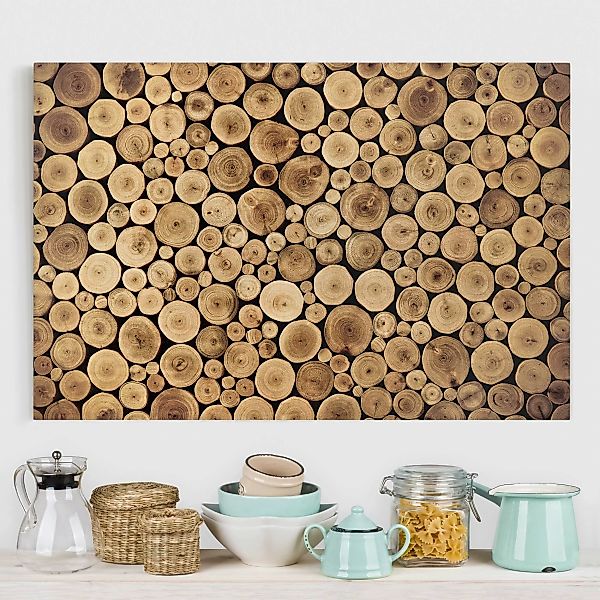 Leinwandbild Muster - Querformat Homey Firewood günstig online kaufen
