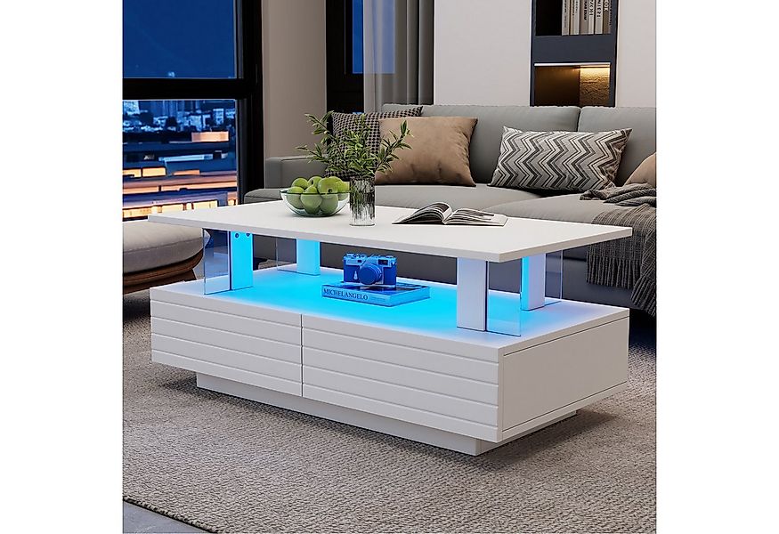 HAUSS SPOLE Couchtisch mit LED-Beleuchtung, Bluetooth-Handy-App-Steuerung f günstig online kaufen