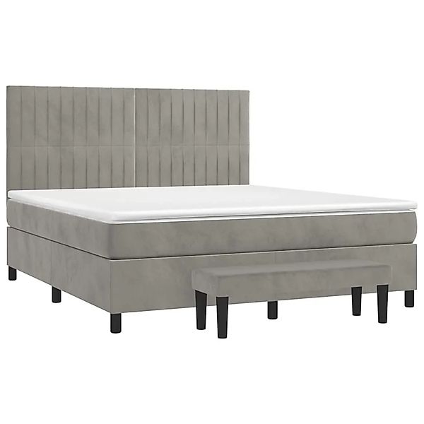 vidaXL Boxspringbett mit Matratze Hellgrau 160x200 cm Samt 3137971 günstig online kaufen