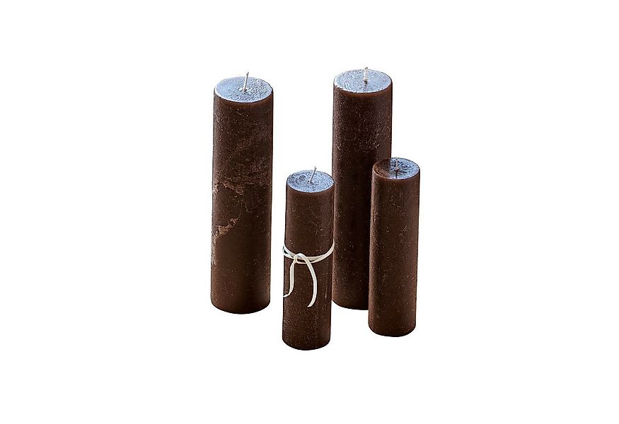 Mirabeau Stumpenkerze Kerze 4er Set Avinal dunkelbraun (4er Set, 4er Set) günstig online kaufen