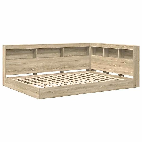 vidaXL Bett mit Bücherregal-Kopfteil Sonoma-Eiche 140 x 200 cm Holzwerkstof günstig online kaufen